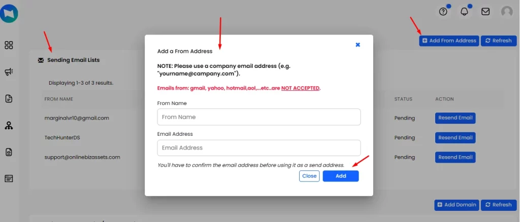 Adding Sending Email