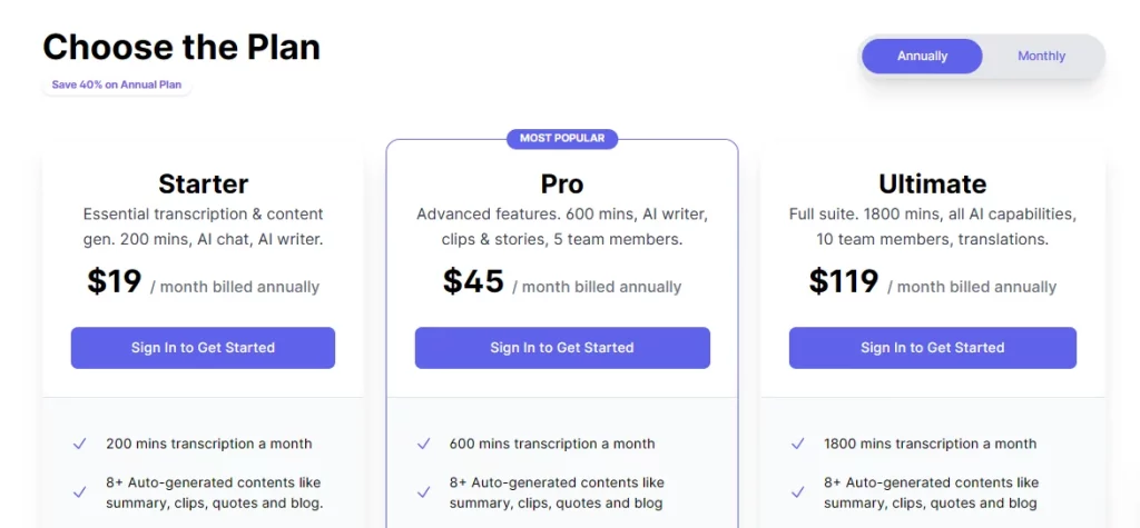 Exemplary AI Regular Plans & Pricing