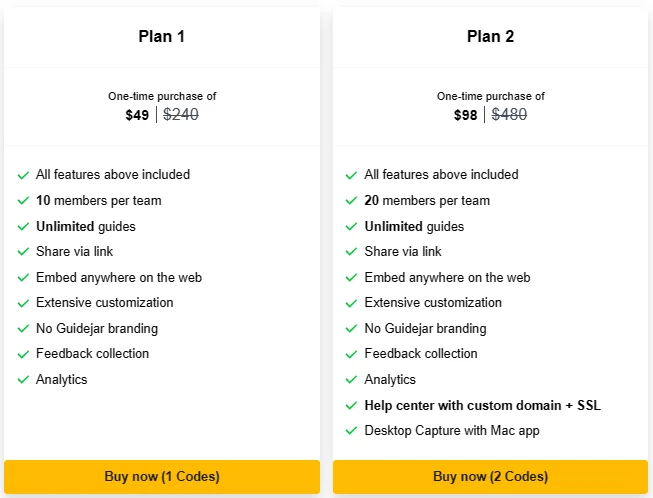 Guidejar LifeTime Deal Pricing