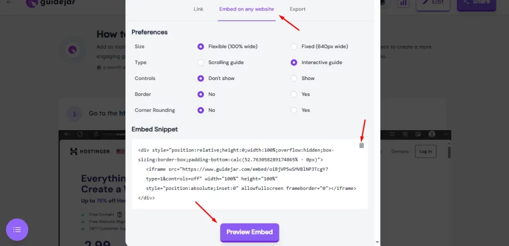 How to Embed Guidejar Guide