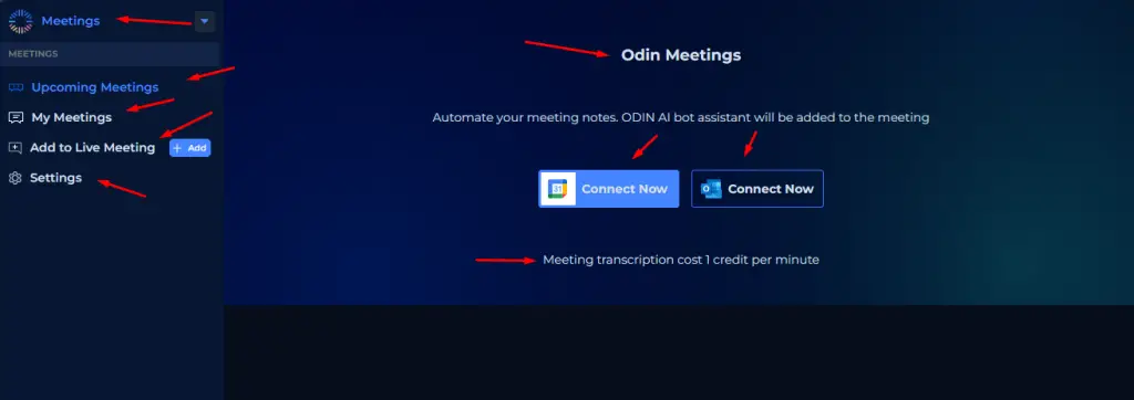 Odin AI Meetings Feature