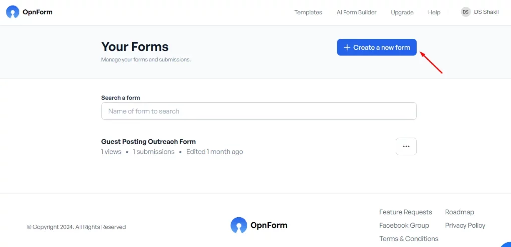 OpnForm Dashboard