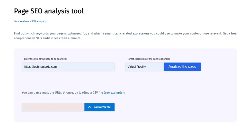 Page SEO Analysis tool