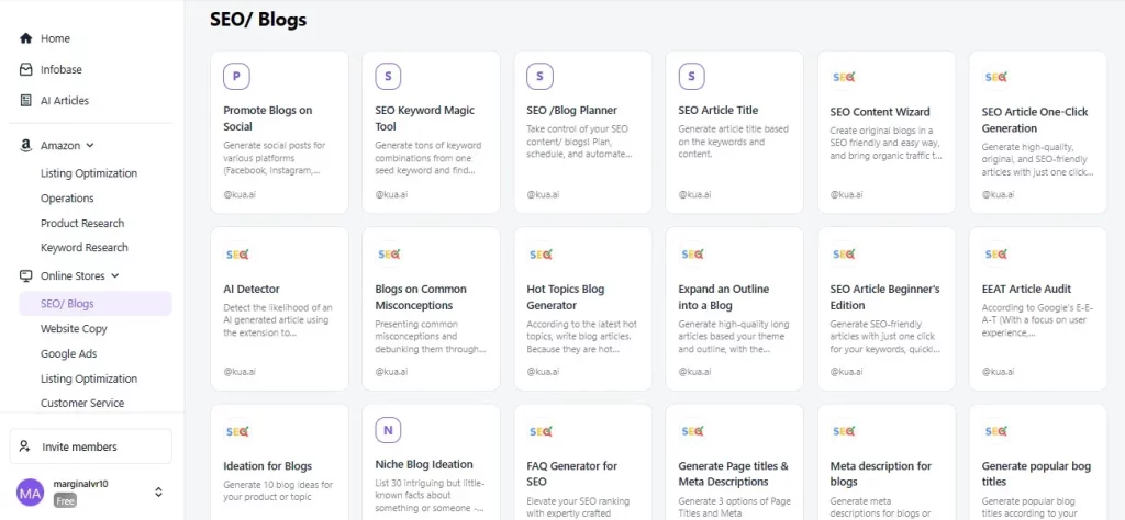 kua.ai seo or blog tools