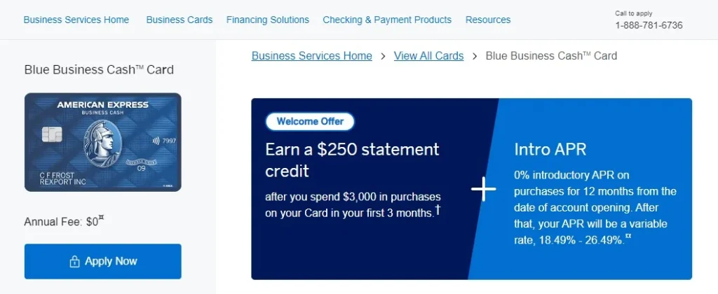 American Express Blue Business Cash Card