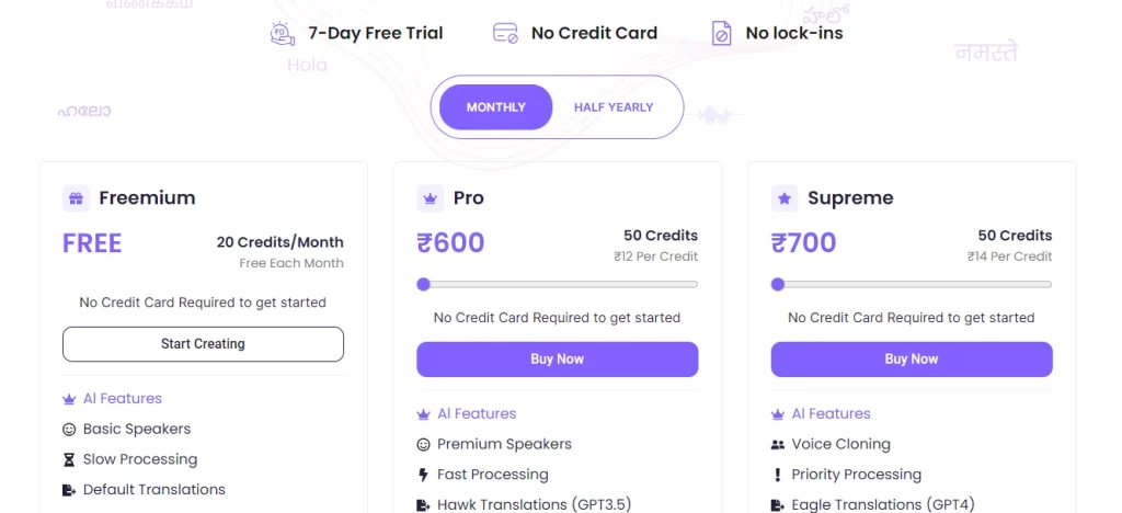 Dubverse Plans and Pricing