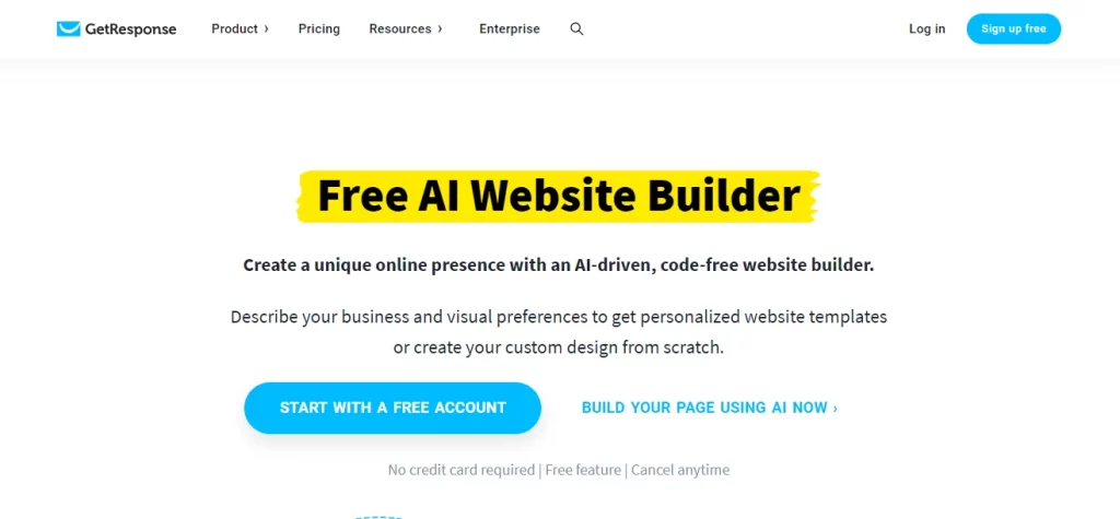 Getresponse AI Website Builder