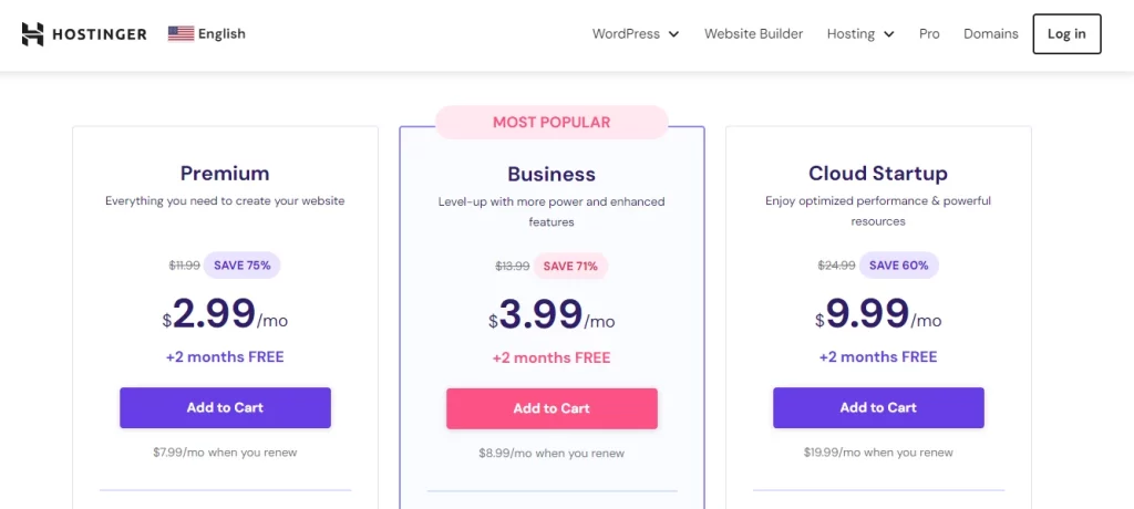 Hostinger Pricing